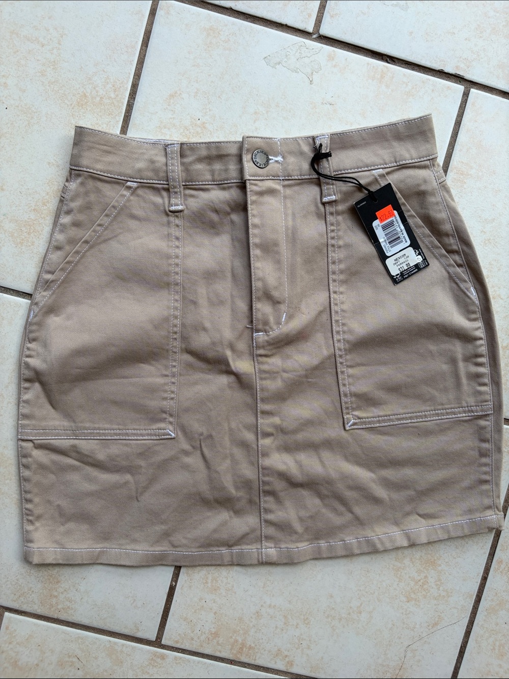 Dickies Khaki Canvas Pocket Mini Skirt